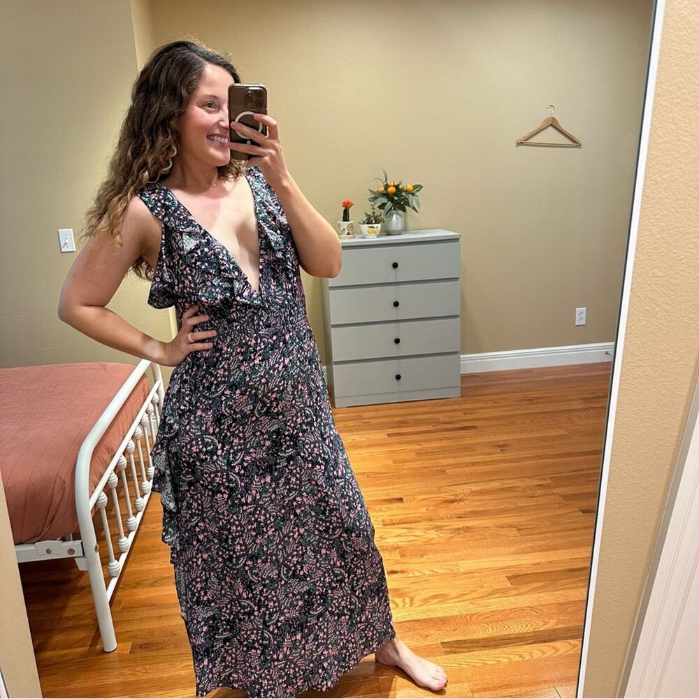 NEW IRO Sexy Blue Green Pink Maxi Dress 40 8 - Picture 4 of 14